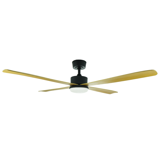 Simple Four Leaf Wood Grain Color Ceiling Fan with Remote Control